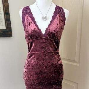 Crushed Velvet Fitted Mini Dress